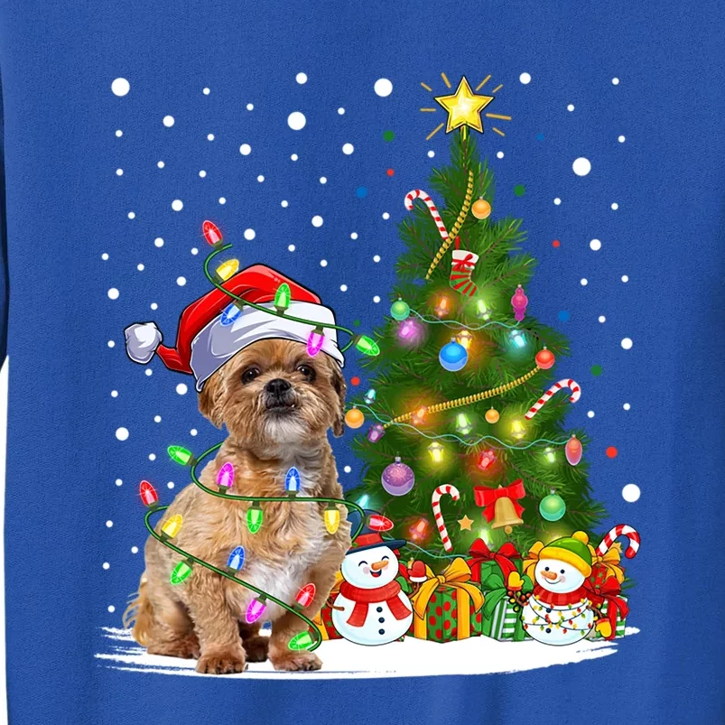 Xmas Tree Lighting Santa Shih Tzu Dog Christmas Gift Tall Sweatshirt