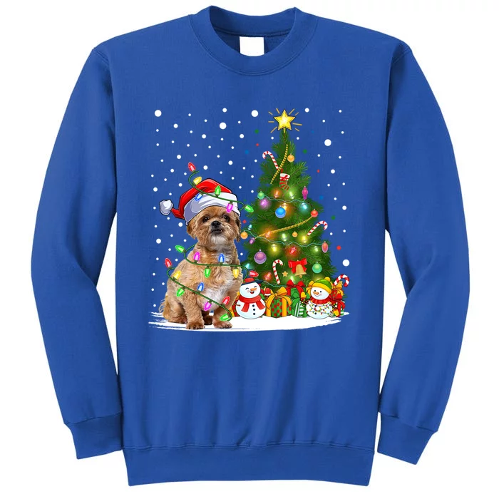 Xmas Tree Lighting Santa Shih Tzu Dog Christmas Gift Tall Sweatshirt