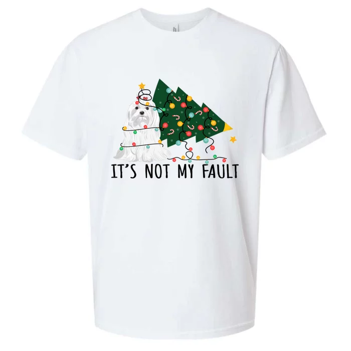 Xmas Tree Lights It Is Not My Fault Maltese Dog Christmas Gift Sueded Cloud Jersey T-Shirt