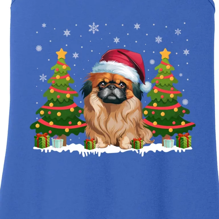 Xmas Tree Lights Pekingese Dog Santa Hat Christmas Meaningful Gift Ladies Essential Tank