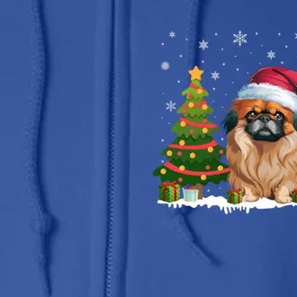 Xmas Tree Lights Pekingese Dog Santa Hat Christmas Meaningful Gift Full Zip Hoodie