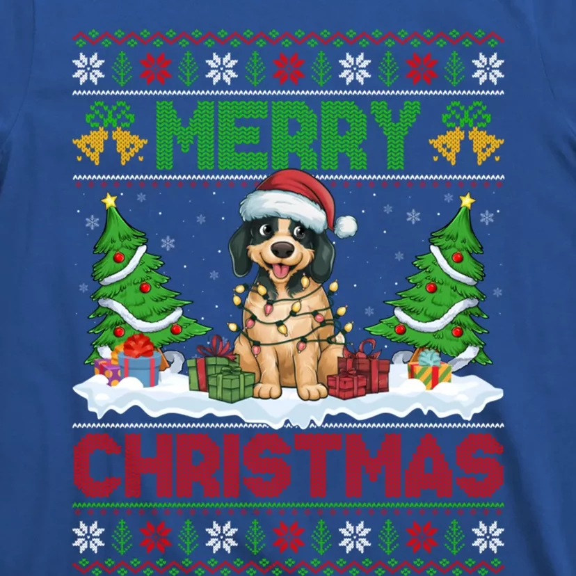 Xmas Tree Lighting Ugly Santa Hat Pudelpointer Dog Christmas T-Shirt