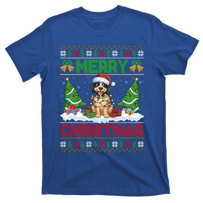 Xmas Tree Lighting Ugly Santa Hat Pudelpointer Dog Christmas T-Shirt