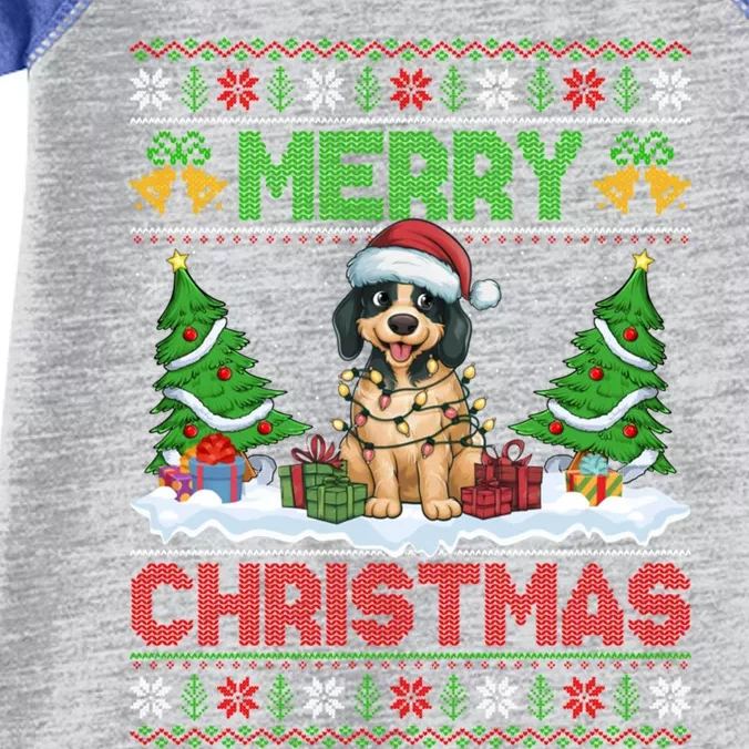 Xmas Tree Lighting Ugly Santa Hat Pudelpointer Dog Christmas Infant Baby Jersey Bodysuit