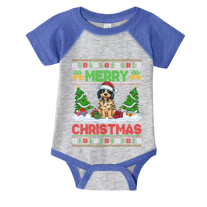 Xmas Tree Lighting Ugly Santa Hat Pudelpointer Dog Christmas Infant Baby Jersey Bodysuit