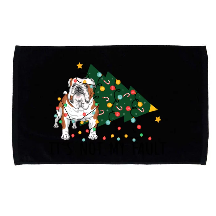 Xmas Tree Light It Is Not My Fault English Bulldog Christmas Funny Gift Microfiber Hand Towel