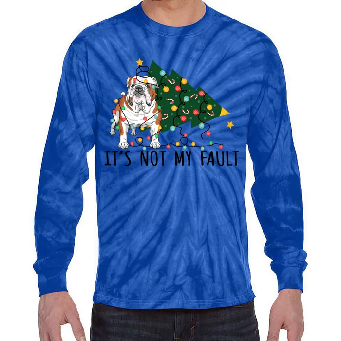 Xmas Tree Light It Is Not My Fault English Bulldog Christmas Funny Gift Tie-Dye Long Sleeve Shirt