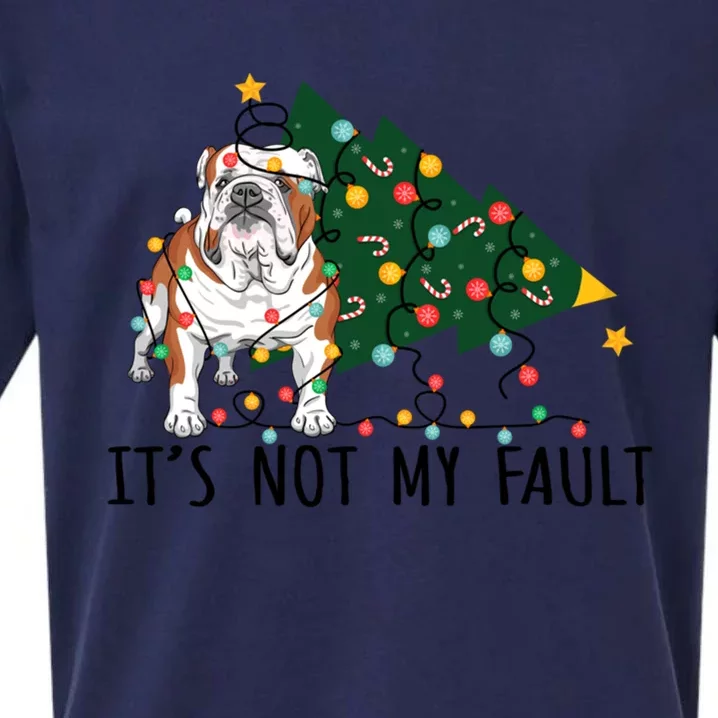 Xmas Tree Light It Is Not My Fault English Bulldog Christmas Funny Gift Sueded Cloud Jersey T-Shirt