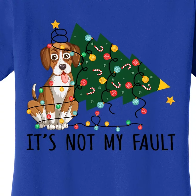 Xmas Tree Lights It Is Not My Fault Beagle Dog Christmas Cool Gift Women's T-Shirt