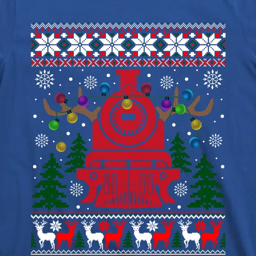 Xmas Train Reindeer Christmas Railroad Ugly Sweater Gift T-Shirt