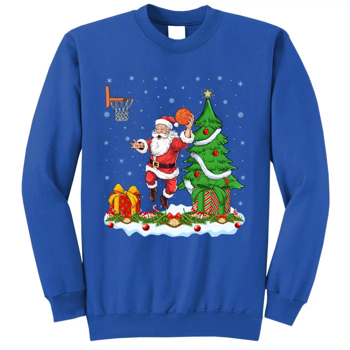 Xmas Tree Santa Playing Basketball Christmas Gift Tall Sweatshirt