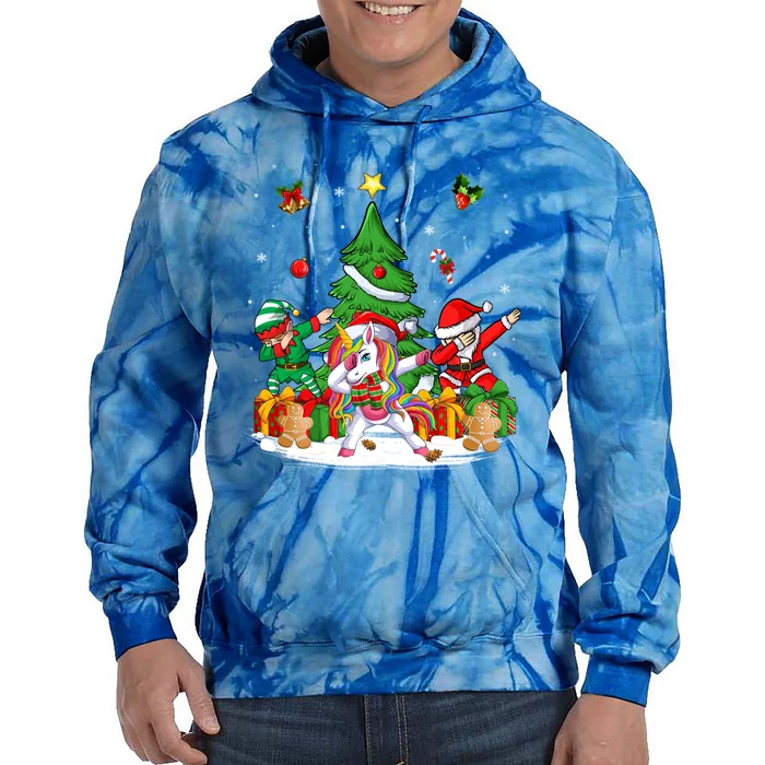 Xmas Tree Santa Claus Elf Unicorn Dabbing Christmas Meaningful Gift Tie Dye Hoodie