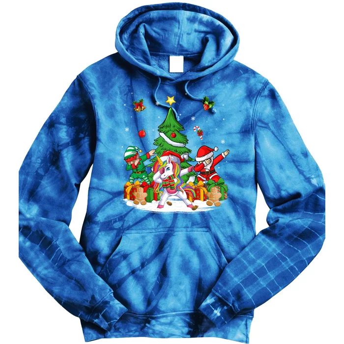 Xmas Tree Santa Claus Elf Unicorn Dabbing Christmas Meaningful Gift Tie Dye Hoodie