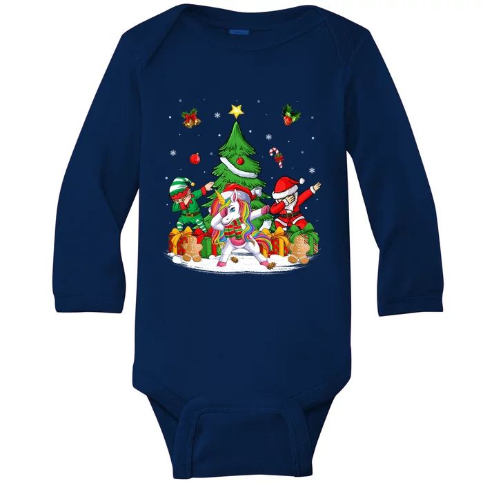 Xmas Tree Santa Claus Elf Unicorn Dabbing Christmas Meaningful Gift Baby Long Sleeve Bodysuit