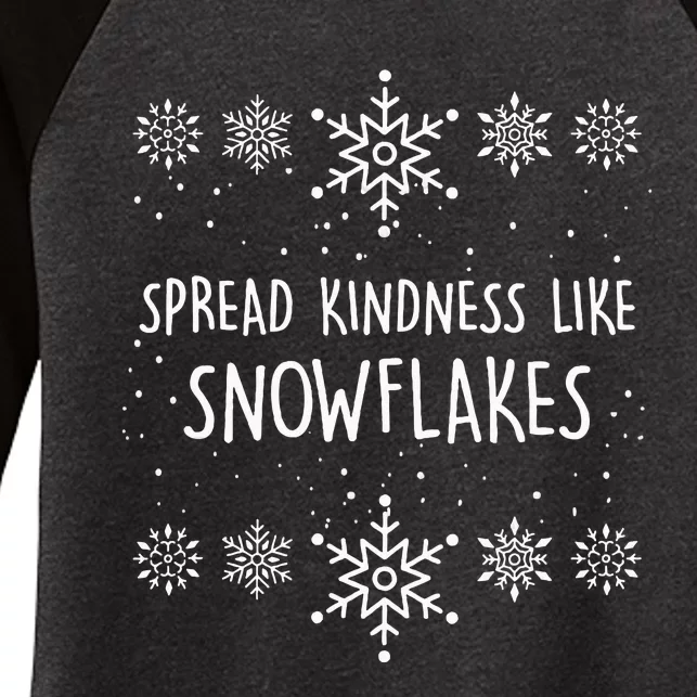 Xmas Themed Spread Kindness Like Snowflakes Merry Christmas Women's Tri-Blend 3/4-Sleeve Raglan Shirt