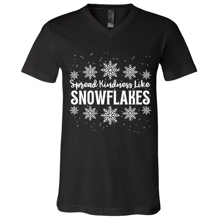 Xmas Themed Spread Kindness Like Snowflakes Merry Christmas V-Neck T-Shirt