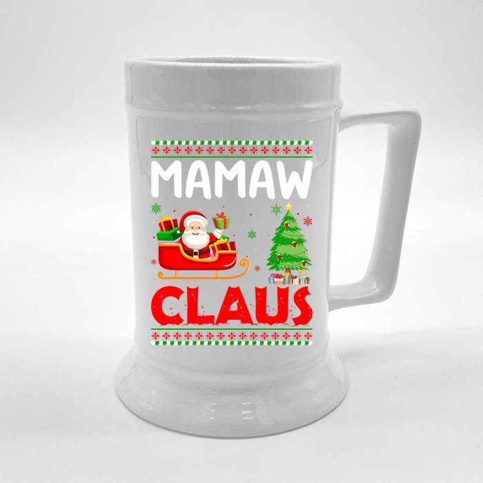 Xmas Tree Santa Christmas Costume Matching Mamaw Claus Cute Gift Front & Back Beer Stein