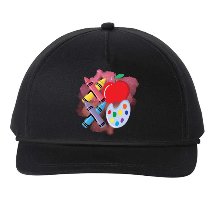 Xoxo Crayon Teacher Student 100 Days Of School Snapback Five-Panel Rope Hat