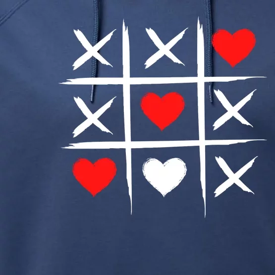 XOXO Tic Tac Toe Heart Valentines Day Performance Fleece Hoodie