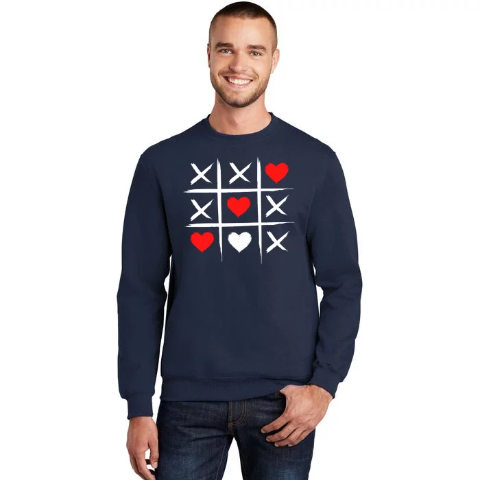 XOXO Tic Tac Toe Heart Valentines Day Tall Sweatshirt