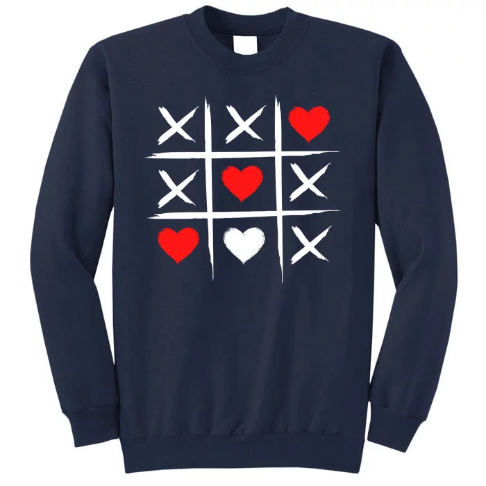 XOXO Tic Tac Toe Heart Valentines Day Tall Sweatshirt