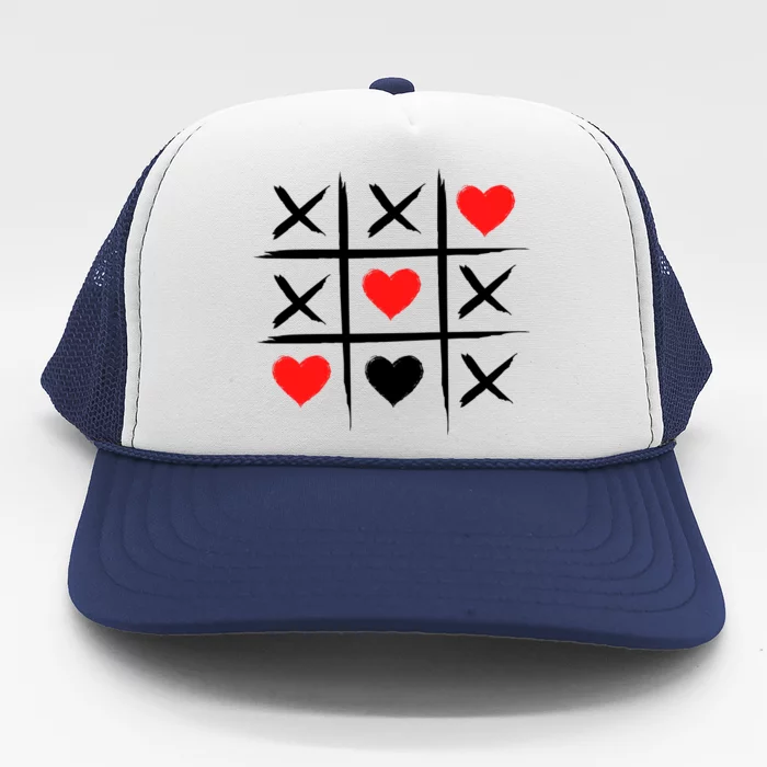 XOXO Tic Tac Toe Heart Valentines Day Trucker Hat