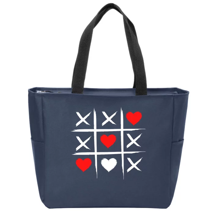 XOXO Tic Tac Toe Heart Valentines Day Zip Tote Bag