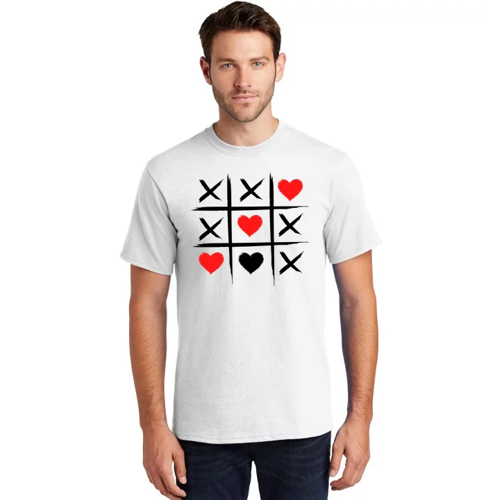 XOXO Tic Tac Toe Heart Valentines Day Tall T-Shirt