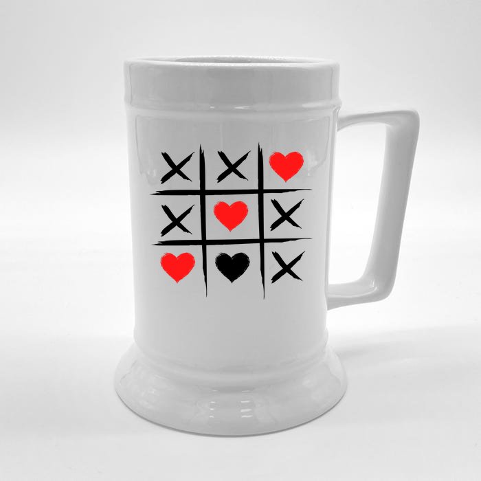 XOXO Tic Tac Toe Heart Valentines Day Front & Back Beer Stein