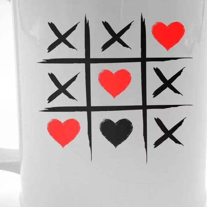 XOXO Tic Tac Toe Heart Valentines Day Front & Back Beer Stein