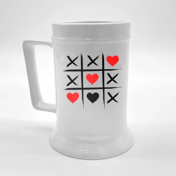 XOXO Tic Tac Toe Heart Valentines Day Front & Back Beer Stein