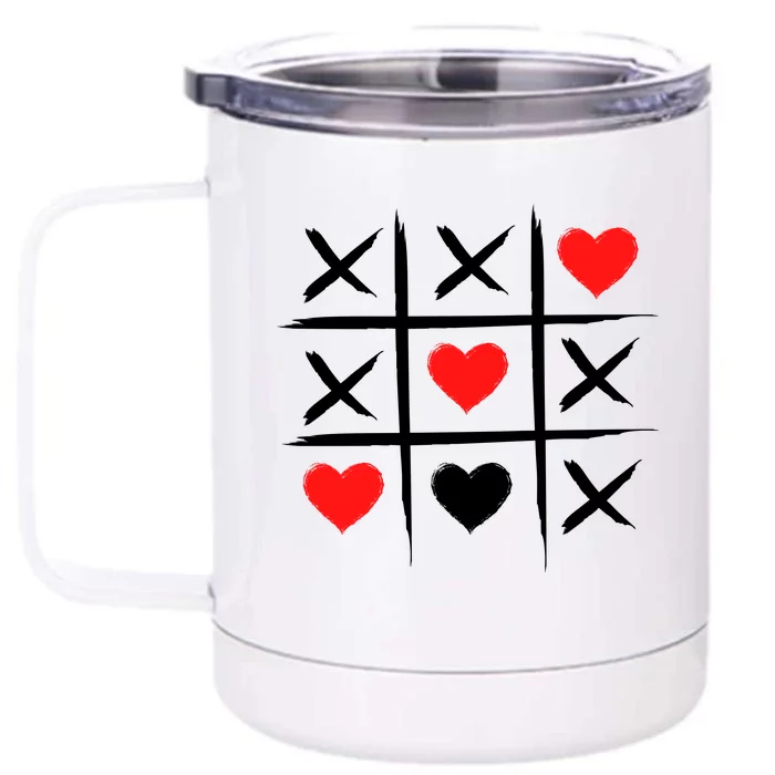 XOXO Tic Tac Toe Heart Valentines Day Front & Back 12oz Stainless Steel Tumbler Cup