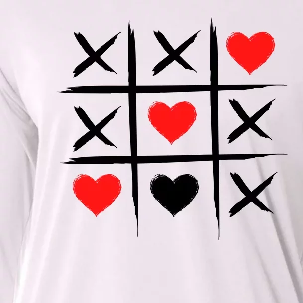 XOXO Tic Tac Toe Heart Valentines Day Cooling Performance Long Sleeve Crew