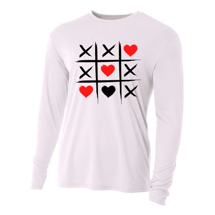 XOXO Tic Tac Toe Heart Valentines Day Cooling Performance Long Sleeve Crew