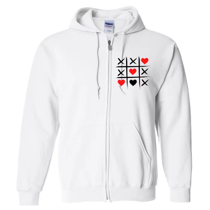 XOXO Tic Tac Toe Heart Valentines Day Full Zip Hoodie