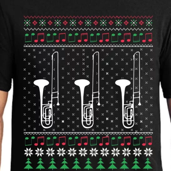 Xmas Trombone Trombonist Cute Gift Idea Ugly Sweat Pajama Set