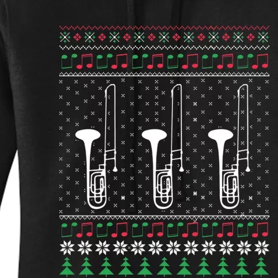 Xmas Trombone Trombonist Cute Gift Idea Ugly Sweat Women's Pullover Hoodie