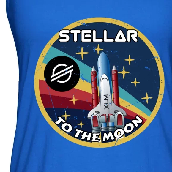 Xlm To The Moon Crypto Space Grunge Cryptocurrency Great Gift Ladies Essential Flowy Tank