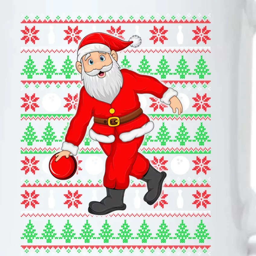 Xmas Ugly Sweater Style Santa Playing Bowling Christmas Gift Black Color Changing Mug