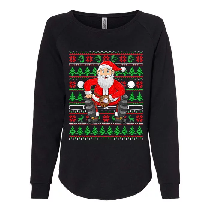 Xmas Ugly Sweater Style Santa Playing Baseball Christmas Womens California Wash Sweatshirt