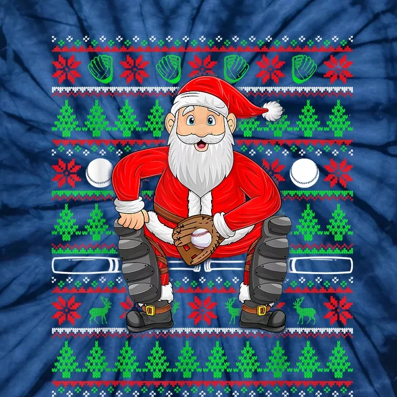 Xmas Ugly Sweater Style Santa Playing Baseball Christmas Tie-Dye T-Shirt