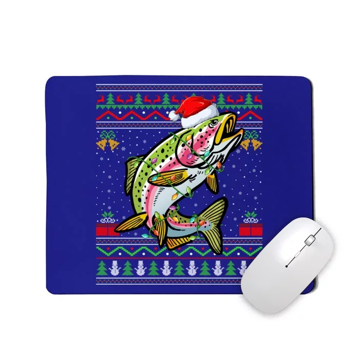 Xmas Ugly Sweater Style Santa Rainbow Trout Fish Christmas Meaningful Gift Mousepad