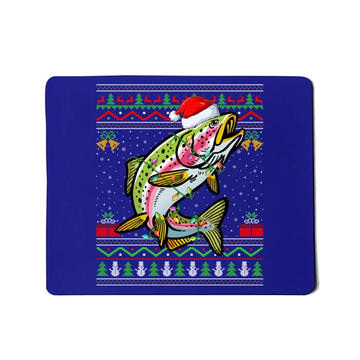 Xmas Ugly Sweater Style Santa Rainbow Trout Fish Christmas Meaningful Gift Mousepad