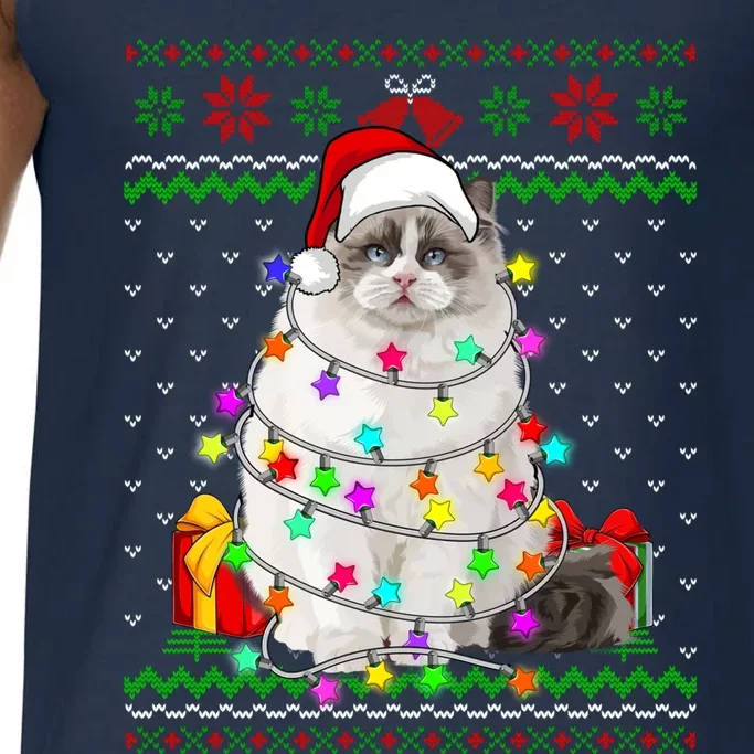 Xmas Ugly Sweater Christmas Lights Cat Kitten Lover Cute Gift Comfort Colors® Tank Top