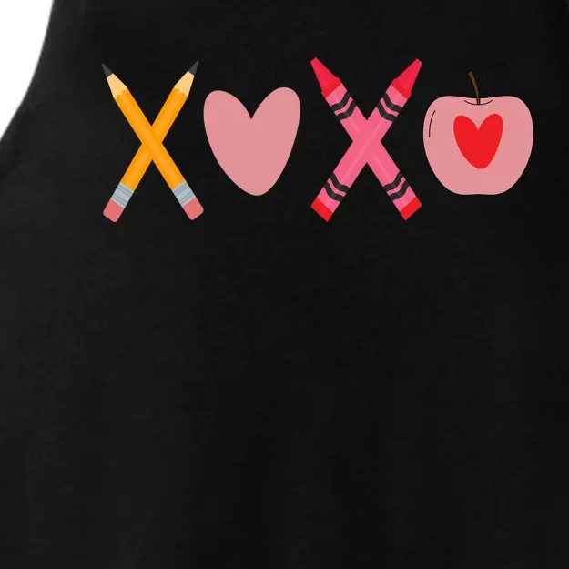 Xoxo Valentines Day Pencil Apple School Ladies Tri-Blend Wicking Tank