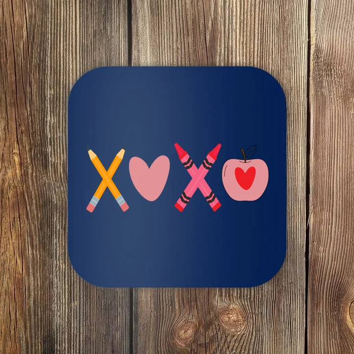 Xoxo Valentines Day Pencil Apple School Coaster