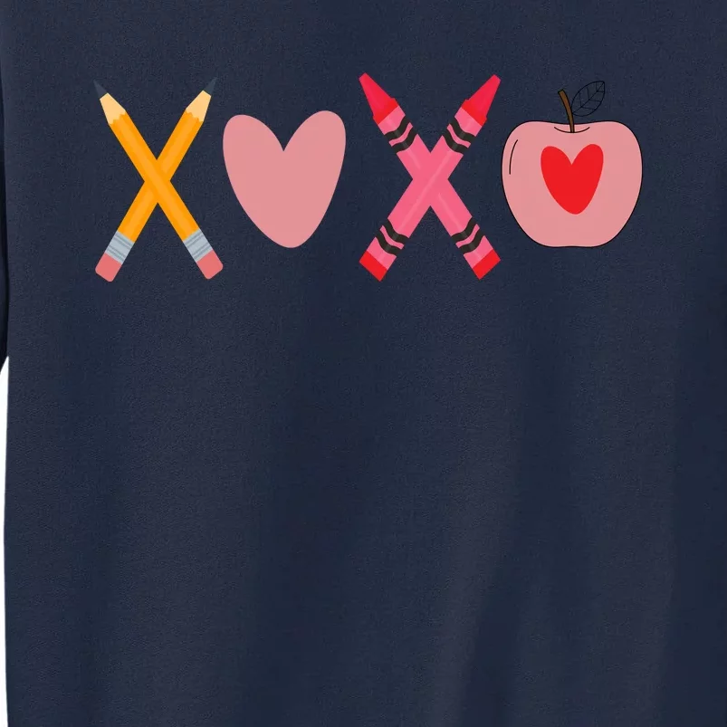 Xoxo Valentines Day Pencil Apple School Tall Sweatshirt