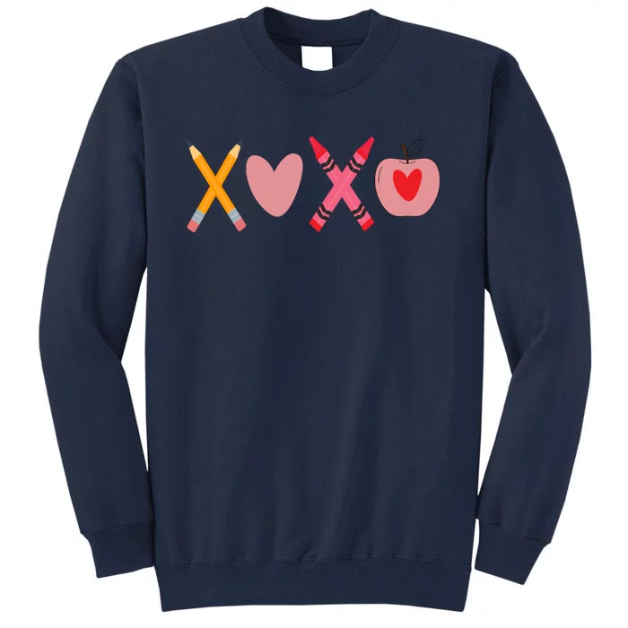 Xoxo Valentines Day Pencil Apple School Tall Sweatshirt