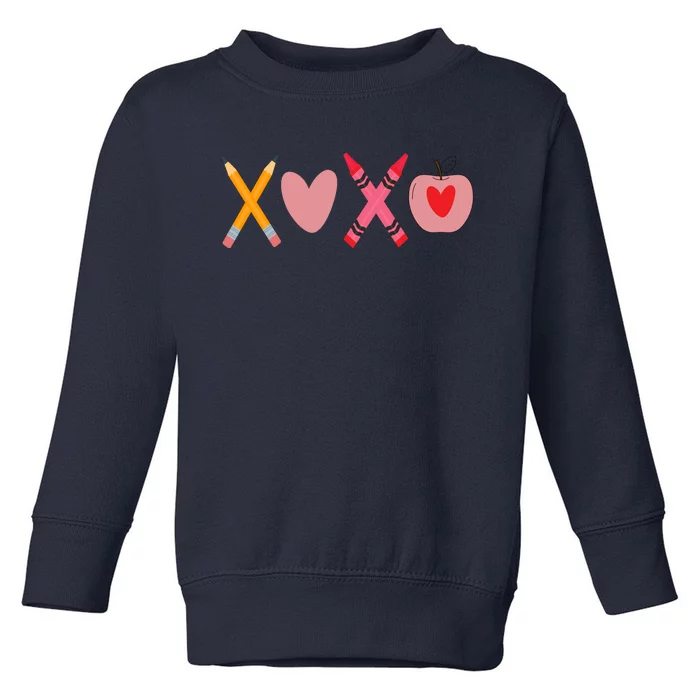 Xoxo Valentines Day Pencil Apple School Toddler Sweatshirt