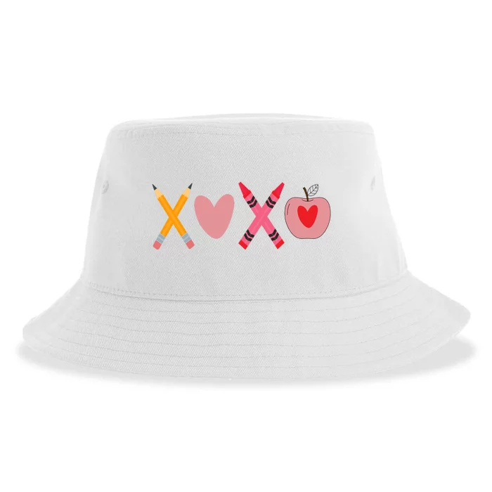 Xoxo Valentines Day Pencil Apple School Sustainable Bucket Hat